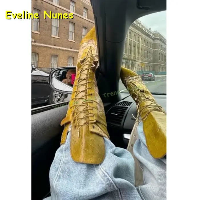 Bottes hautes nouées en croix rouge, bout pointu, couleurs mélangées, bottes Sexy épicées pour fille