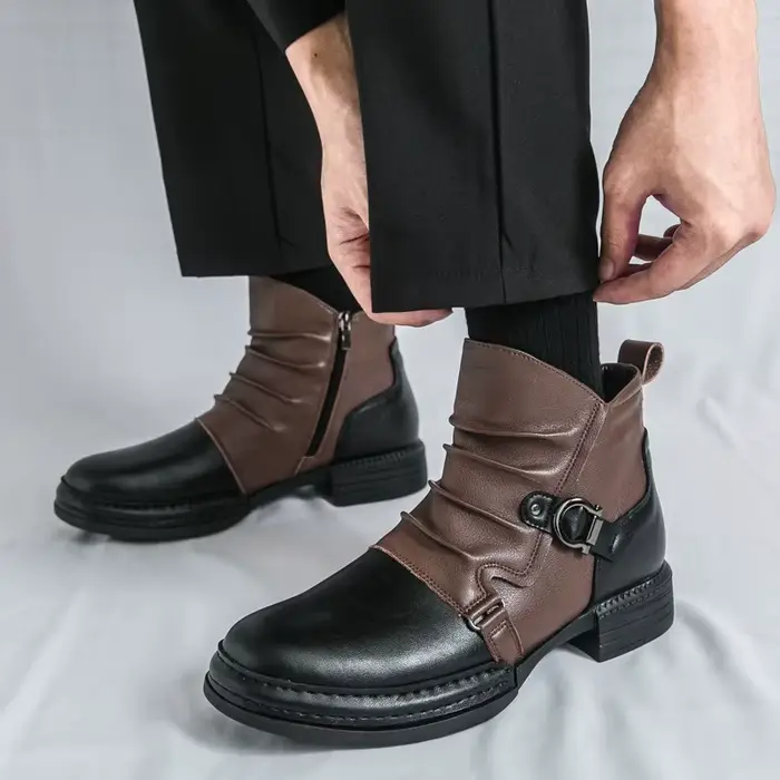 Automne hiver rétro bottines pour hommes mode décontracté taille fermeture éclair moto bottes homme nouveau concepteur chaud plate-forme chaussures mâle