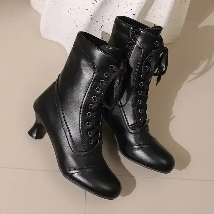 Bottines femmes 2025 nouveau Style britannique Punk Noble Vintage en cuir PU talons hauts gladiateur