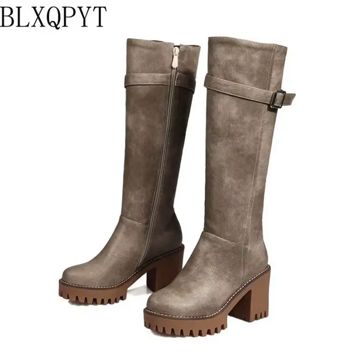BLXQPYT Plus Vente Femmes Hiver Chaussures Bottes Hautes Au Genou