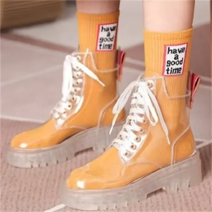 Bottes à plateforme transparentes en Pu pour femmes