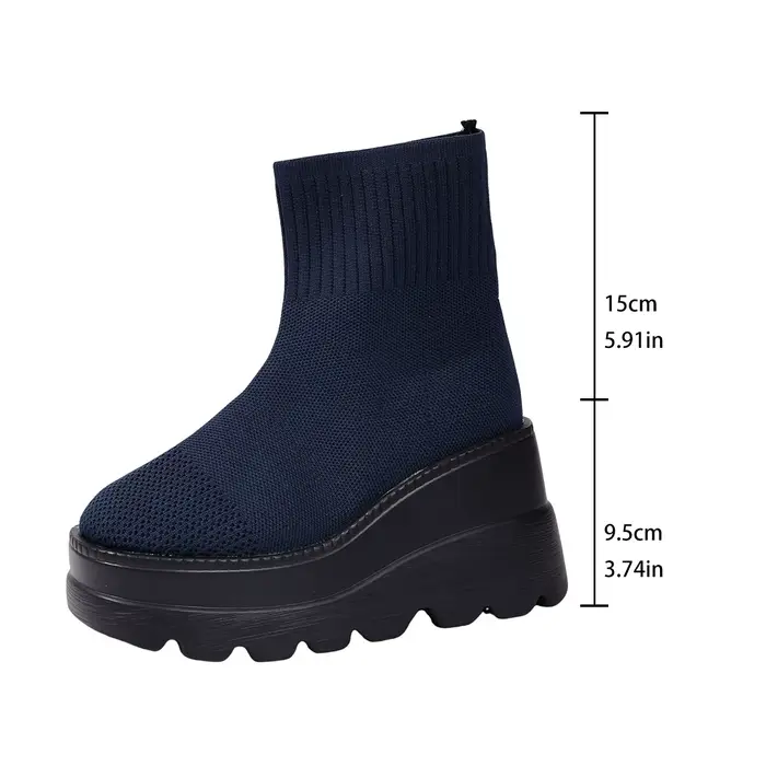 Comemore chaussettes bottes automne chaussures pour femmes compensées talons hauts tissage élastique