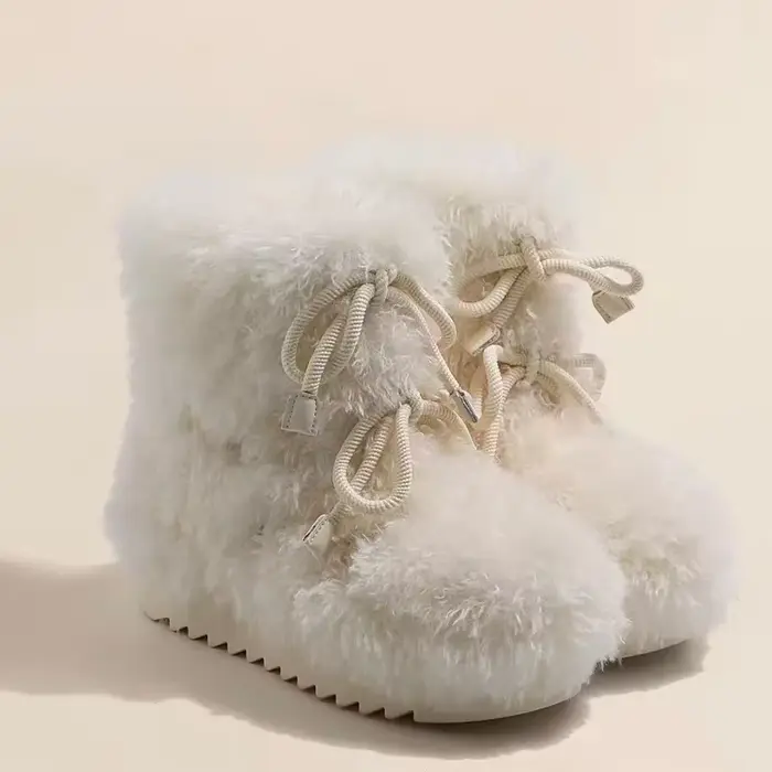 Fourrure femmes bottes de neige chaussures plates concepteur chaud coton chaussures mode nouveau hiv