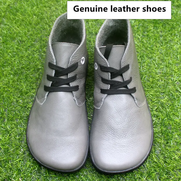 Bottes en cuir pieds nus avec doublure en laine à l'intérieur pour femmes et hommes