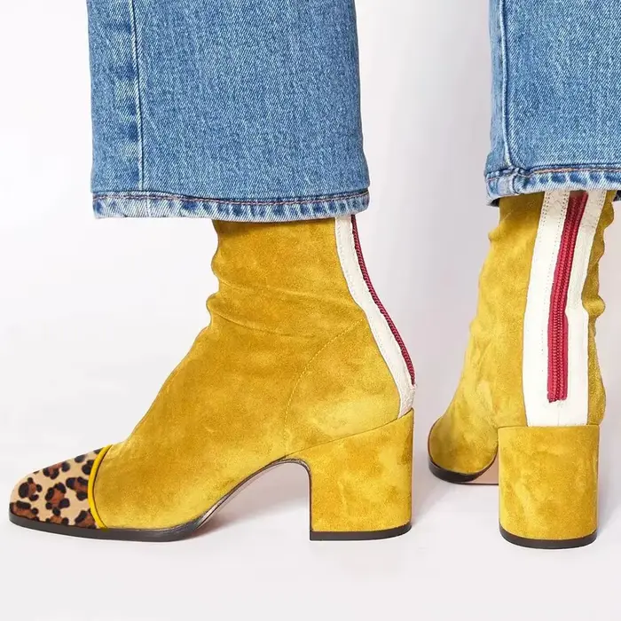 Nouvelles bottes femmes hiver 2026 à talons hauts en daim style britannique à bout carré pour femme pour toutes occasions