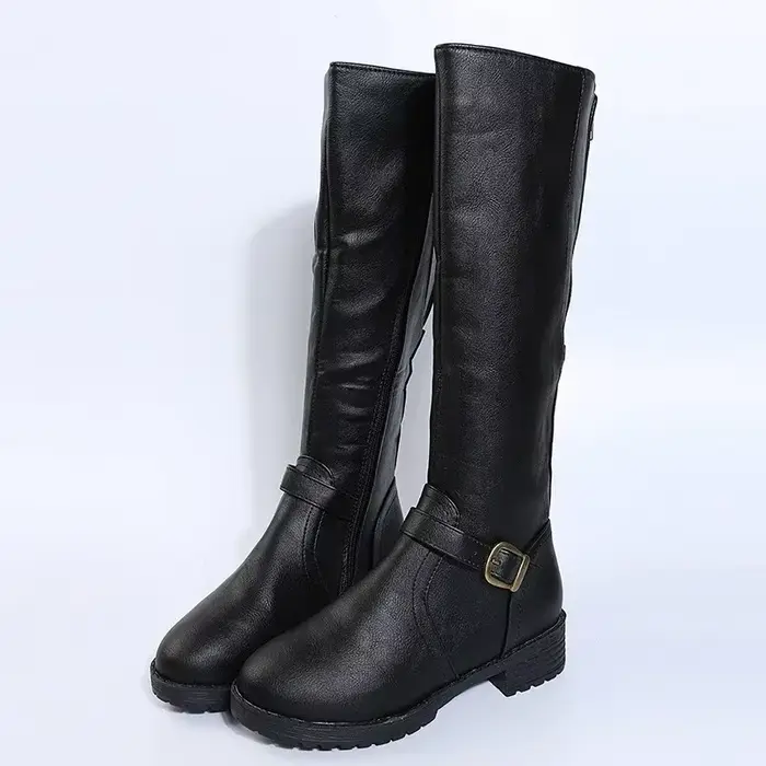 Vintage marron femmes genou bottes hautes grande taille talons bas plate-forme bottes longues automn