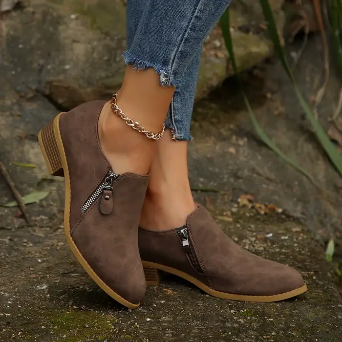 Femmes bottines hiver talon bas daim cuir bottes plate-forme mode Punk dames