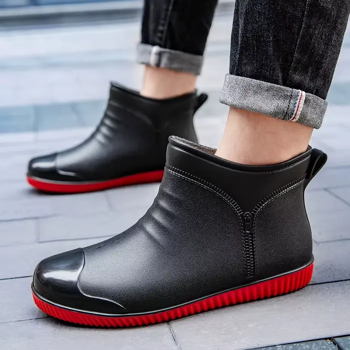Bottes de pluie courtes tendance pour hommes, imperméables et antidérapantes en PVC, pour la randonn