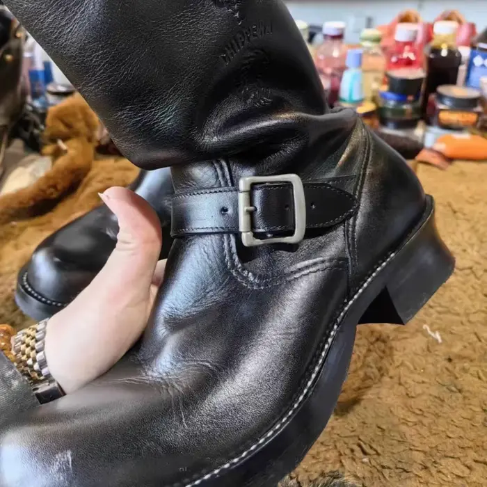 Bottes de Moto en cuir véritable pour hommes