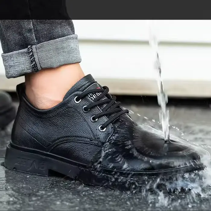 Bottes de sécurité en cuir véritable pour hommes
