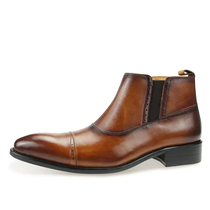 Bottes de Luxe en Cuir group pour Homme, Chaussures Vintage à Fermeture Éclair, Type Cool, Faites à 