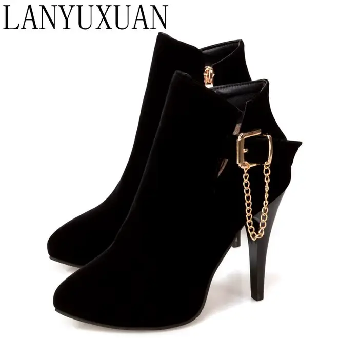 Bottes à plateforme à talons hauts pour femmes, grande taille 31-50, bottines à bout pointu, sexy, à