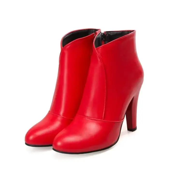 Botas De Mujer bout rond bottines femmes Simple mode noir talons hauts fête mariage bottes courtes plus grande taille 52 53 54 622-5