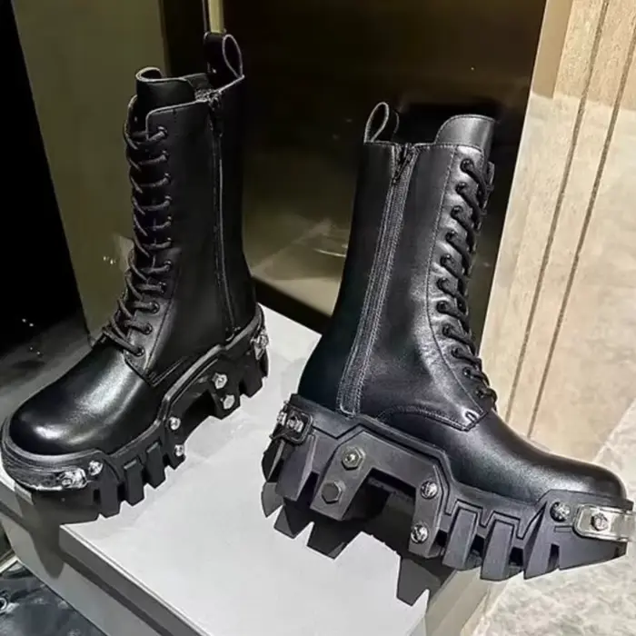 Couple mode plate-forme botte hommes femmes Punk outillage bottes