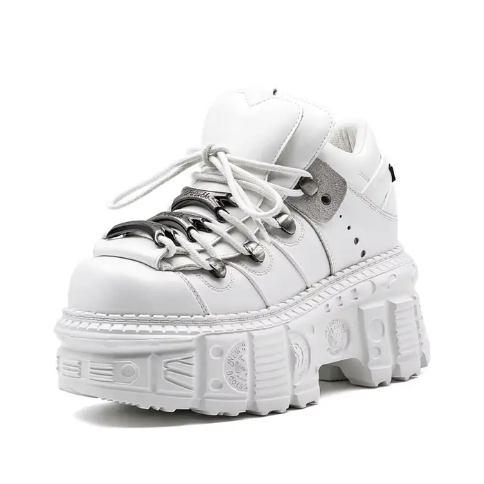 Bottines gothiques Rock pour femmes, chaussures à plateforme en cuir blanc, nouveau Style Punk, chau
