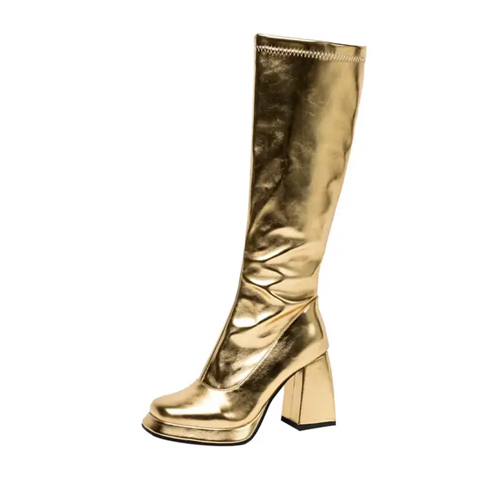 Botas De Mujer bottes hautes femmes en cuir à talons hauts automne hiver chaud Sexy mode Zip Goth plate-forme chaussures grande taille 46 168-9