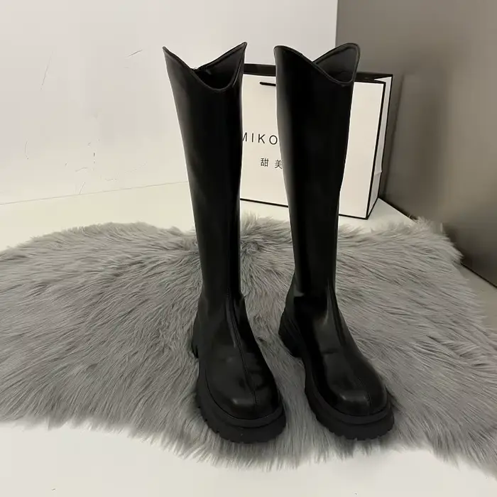 Bottes rétro couleur unie pour femme