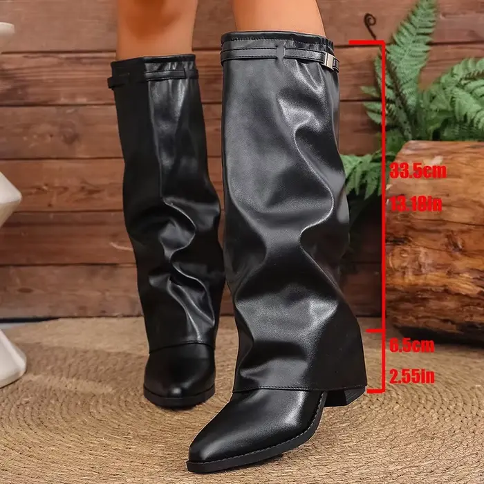 Bottes hautes pliables au dessus du genou pour femmes, bottes requin à talons hauts épais, jambes la