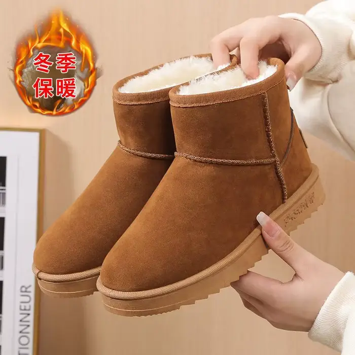 Mode hiver marron bottes courtes nouvelles chaussures à plate-forme taille Push bottines pour femmes