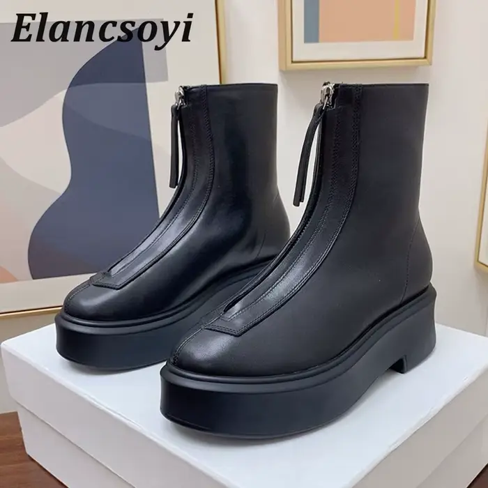 Bottines courtes à semelle épaisse pour femme