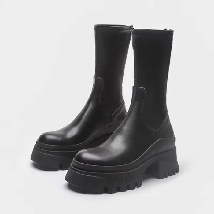 StephanBoots-Bottes Courtes Noires en Cuir group pour Femme