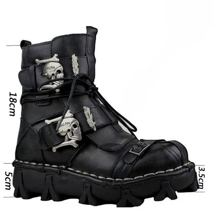 Bottes de moto en cuir de vache véritable pour hommes