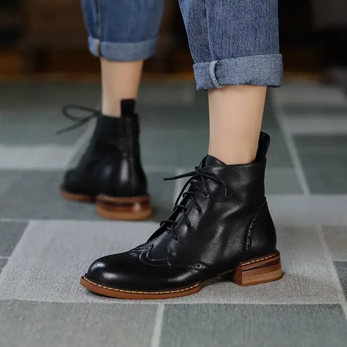 Bottines Chelsea à lacets pour femme, chaussures épaisses, nouvelle collection automne hiver 2024