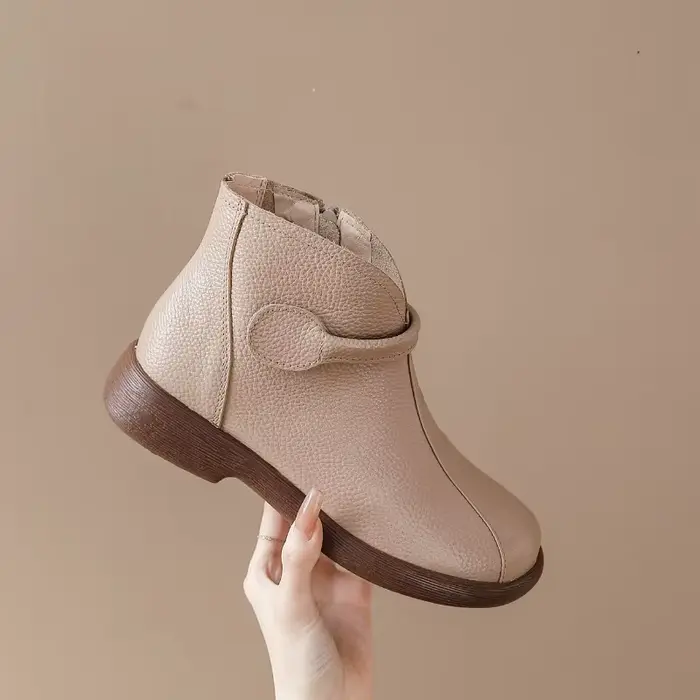 2025 automne début hiver chaussures en cuir véritable femmes bottines doux rétro marque dames bottes
