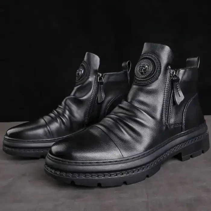 Bottes de moto en cuir pour hommes