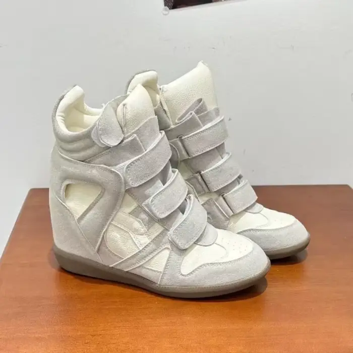 Bottines de luxe en cuir véritable pour femmes talon caché 8cm baskets décontractées plateforme chaussures surélevées occassions spéciales