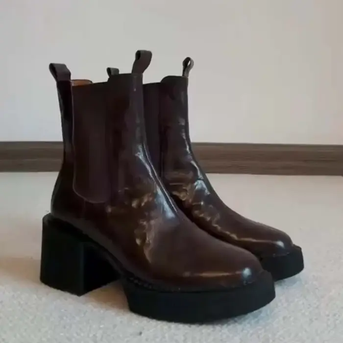 Bottines à fond épais pour femmes, bottes courtes à fermeture éclair latérale, élégantes, à talons h