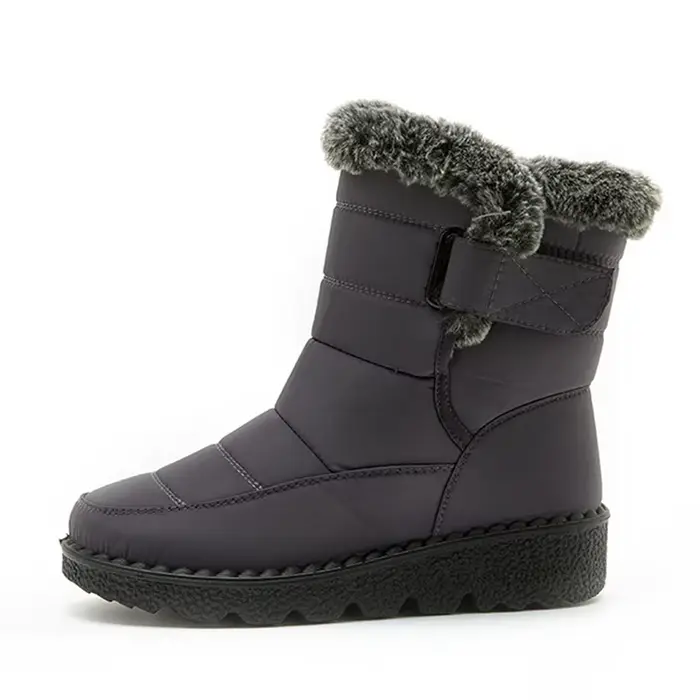 Bottines de neige imperméables pour femme, chaussures d'hiver en fausse fourrure et peluche, grande 