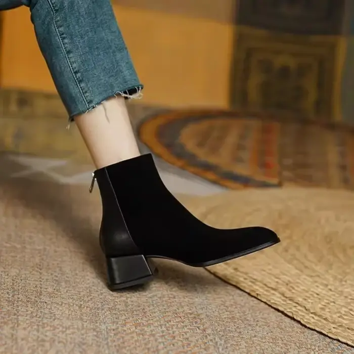 Bottines Chelsea de haute qualité pour femmes, chaussures élégantes et confortables à talons épais e