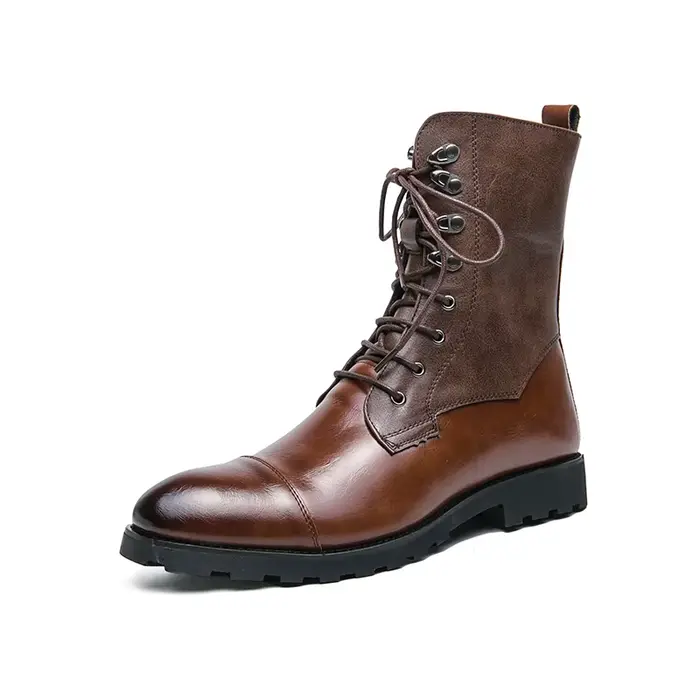 Bottes montantes à lacets pour hommes, bottines noires d'extérieur à la mode