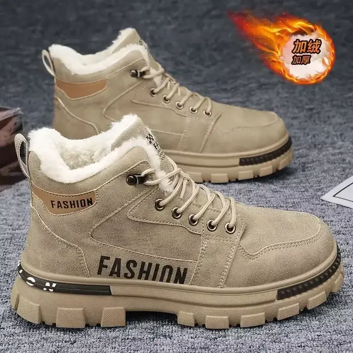 Bottes de neige pour hommes, antidérapantes, en peluche, chaudes, résistantes au froid, à plateforme