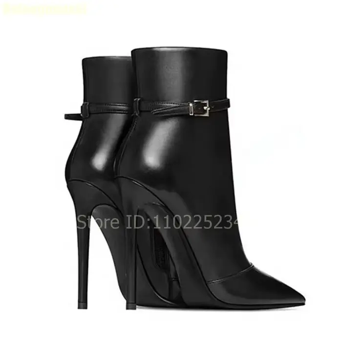 Bottines en cuir noir pour femmes talons aiguilles bout pointu fermeture éclair cheville bottes de bureau occassions spéciales printemps automne 2026