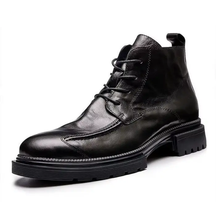 Bottes rétro en cuir homme style de rue printemps automne étanches bout rond hauteur cheville croix mode équitation confortable pour homme ocassions spéciales