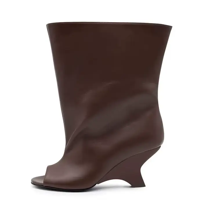 2025 nouveau Peep Toe Design femmes genou bottes hautes bout rond compensées femme bottes longues él
