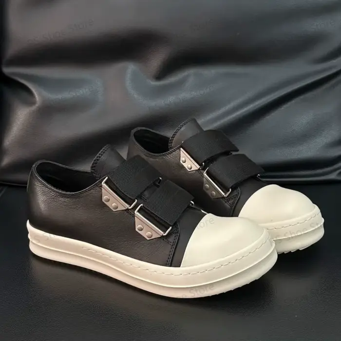 26 nouvelles baskets basses de luxe Ro, baskets en cuir noir de marque, semelle épaisse haut de gamm