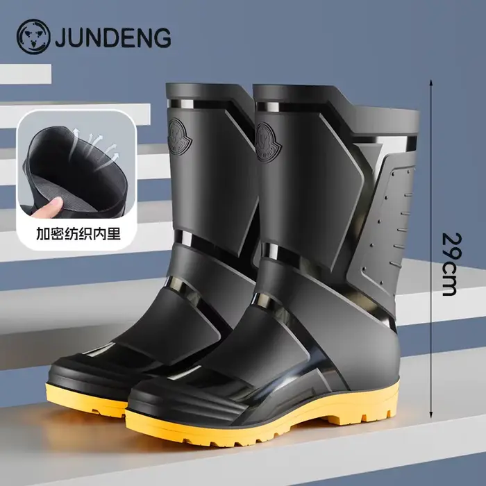 Bottes de pluie tendance et élégantes pour hommes, noires et rouges, taille moyenne et haute, extra 