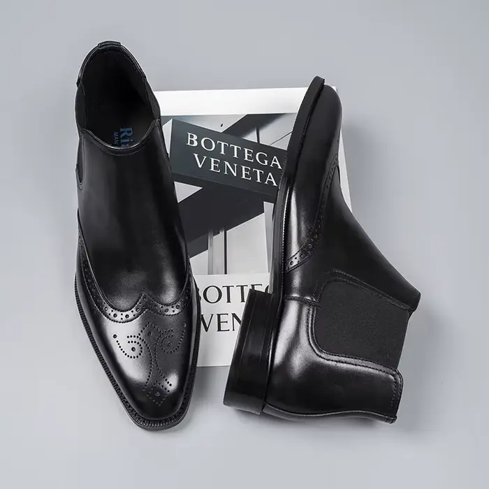 Bottes Chelsea rétro en cuir véritable pour homme, élégantes et confortables pour les occasions formelles et informelles