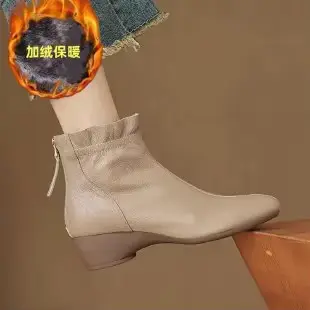 Bottes pour femmes 2025 automne/hiver nouvelles bottes courtes françaises avec fermeture éclair au d