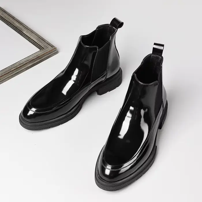 Nouvelles bottes Chelsea en cuir pour hommes automne/hiver avec doublure en peau de mouton; chaussures montantes