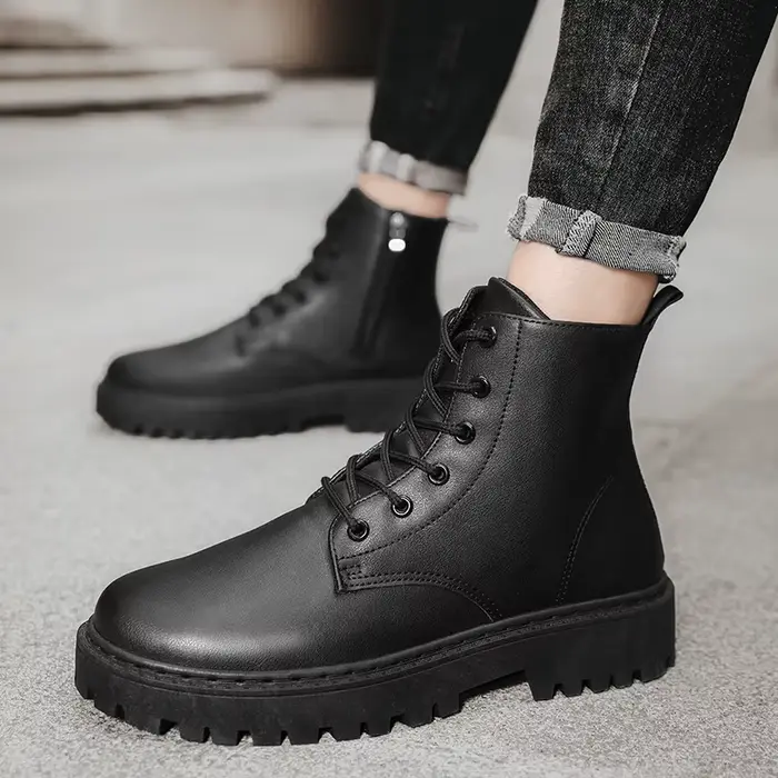 Chaussures décontractées pour hommes bottines classiques à talons bas bottes courtes mi haut marche 