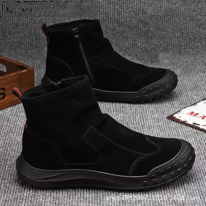 Bottes courtes décontractées doublées de polaire épaisse pour hommes