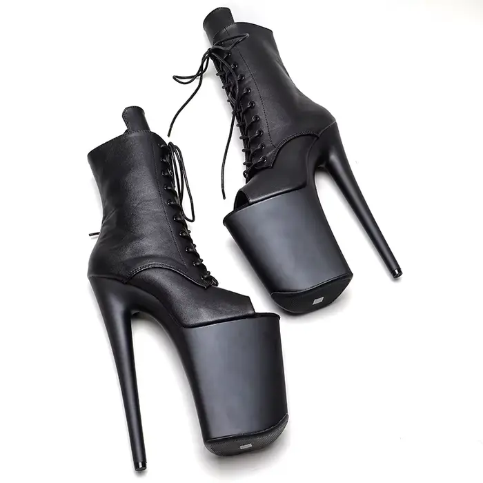Leecabe – bottes sexy à bout ouvert en PU mat