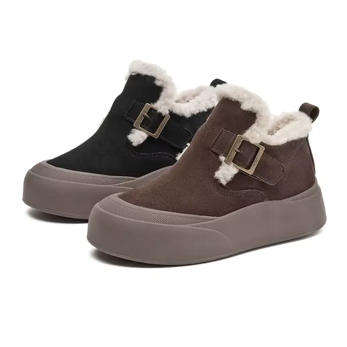Bottes de neige en cuir véritable pour femme