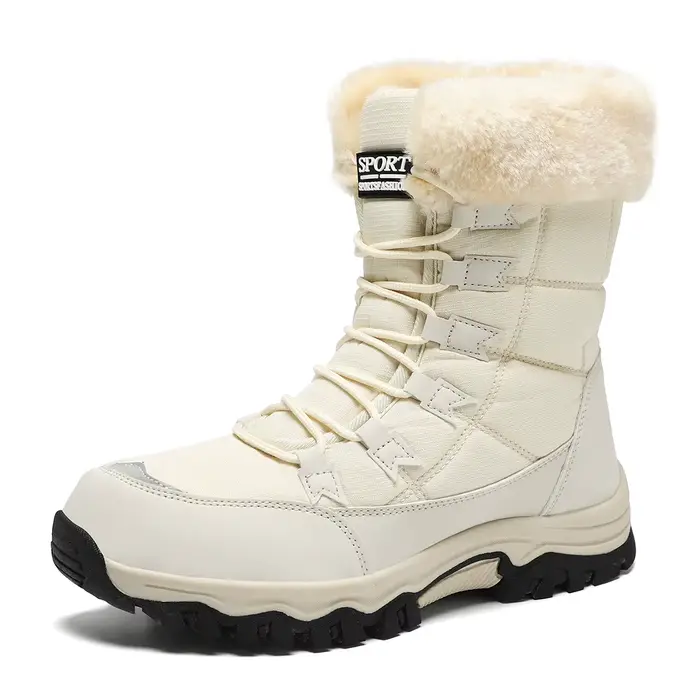 Bottes de neige pour femmes doublées de fourrure artificielle tige en cuir synthétique pour femmes durables et confortables automne hiver occasions spéciales
