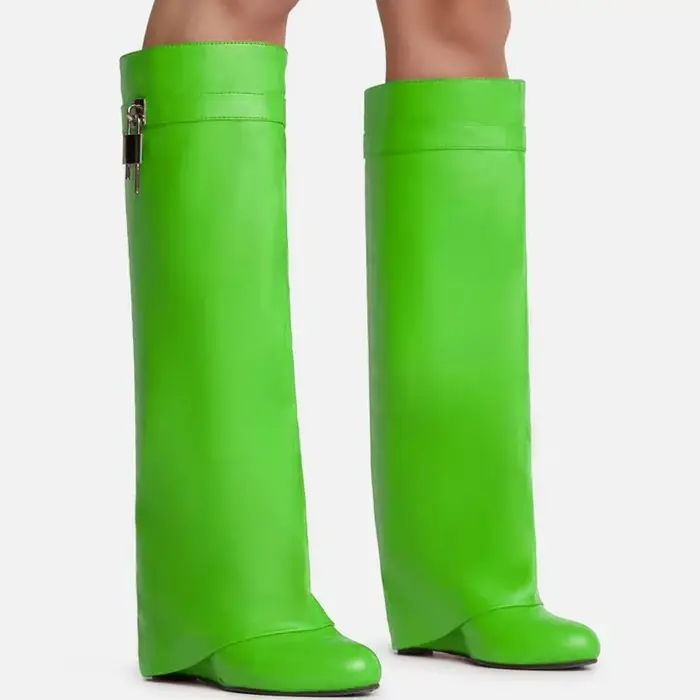 Bottes ethniques au-dessus du genou pour femmes, talon compensé, style moderne, résistantes à l'eau, disponibles en plusieurs couleurs