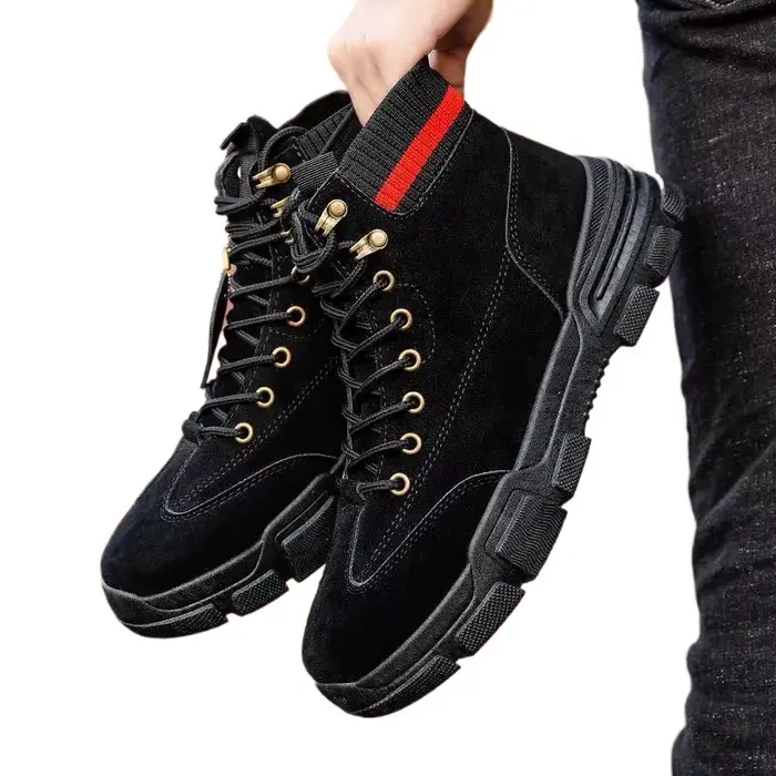 Bottes militaires en cuir à lacets imperméables pour hommes